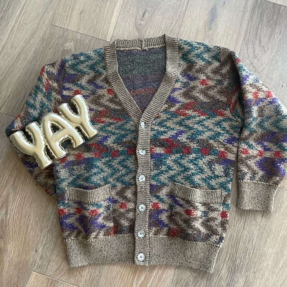 Vintage Missoni Sport Multicolor Patterned Cardigan Sweater 1990s